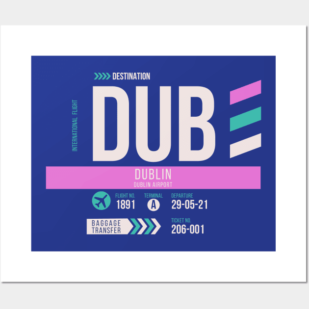 Dublin (DUB) Airport Code Baggage Tag Wall Art by SLAG_Creative